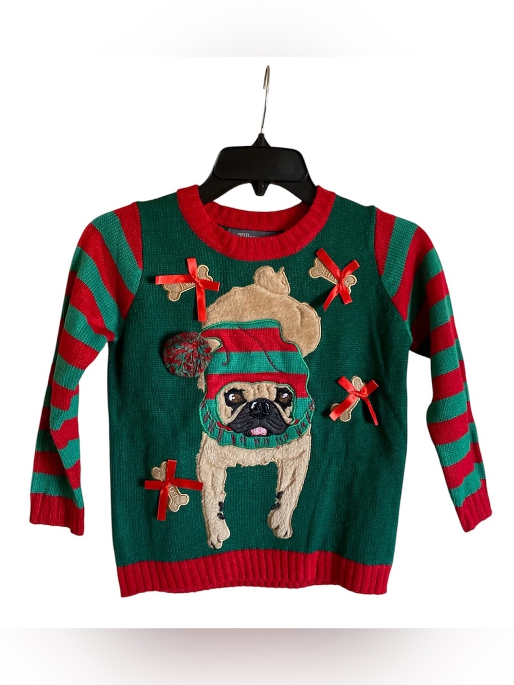 Girls 33 Degrees Ugly Christmas Sweater Pug Puppy Dog 5 NWT